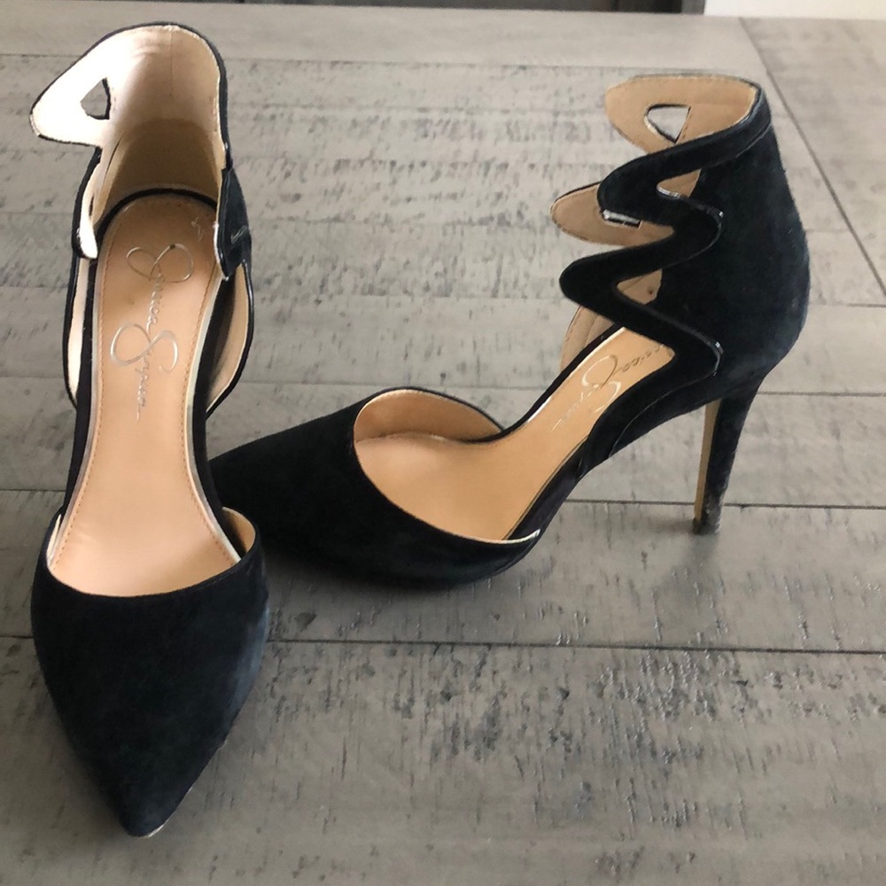 Black suede heels